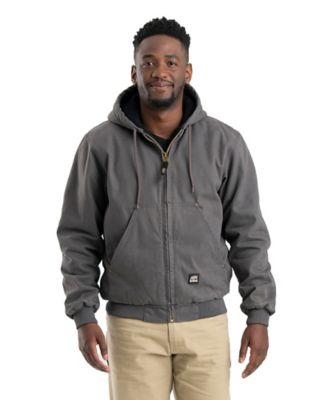 Berne Men's Super-Duty Washed Duck Quilt-Lined Hooded Jacket