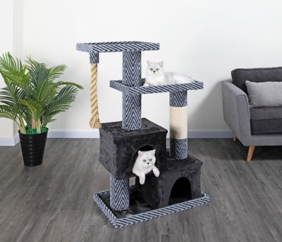 Go Pet Club 49 in. Sequoia Cat Tree House with Jungle Rope and Sisal Scratching Post, Carpet, Faux Fur