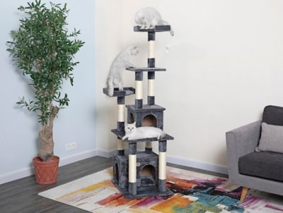 Go Pet Club 67 in. Classic Cat Tree Condo Furniture with Sisal Scratching Posts, Compressed Wood, Faux Fur Finish