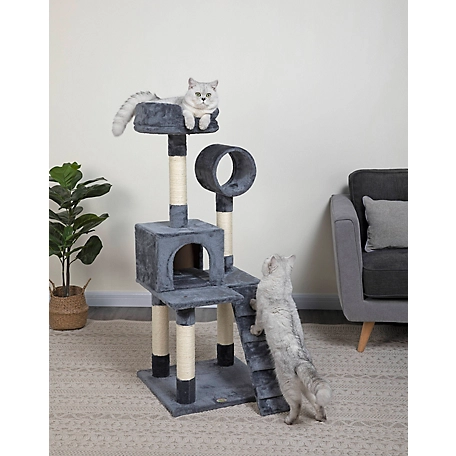 Go Pet Club 16.5 in. Cat Tree Condo with Sisal Covered Posts, Wool