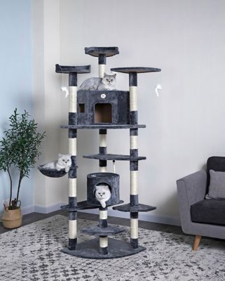Go Pet Club 80 in. Classic Cat Tree House Furniture with Sisal Scratching Post