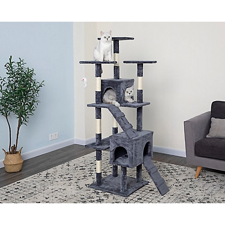 Go Pet Club 63 in. Economical Cat Tree with Sisal Scratching Posts, Compressed Wood, Faux Fur Finish