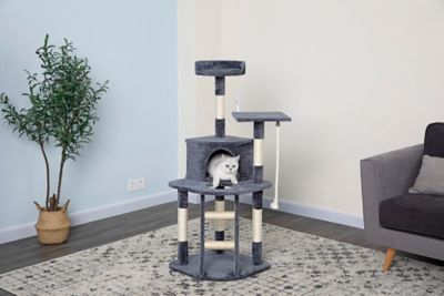 Go Pet Club 48 in. Economical Cat Tree Condo with Sisal Covered Posts, Compressed Wood, Faux Fur Finish