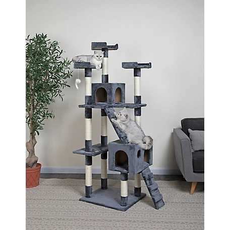 Go Pet Club 72 in. Classic Cat Tree Furniture with Sisal Scratching Posts, Compressed Wood, Faux Fur Finish