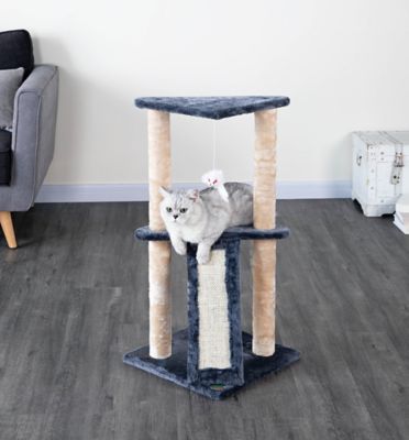 Go Pet Club 35 in. Kitten Cat Tree with Scratching Board, Natural Sisal Rope, Compressed Wood, Faux Fur Finish