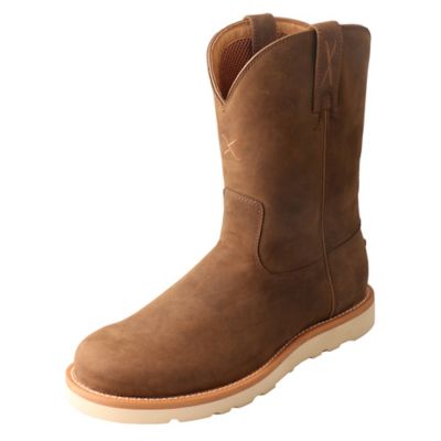 Twisted X Men's Round Toe Pull-On Wedge Sole Work Boots, 10 in.