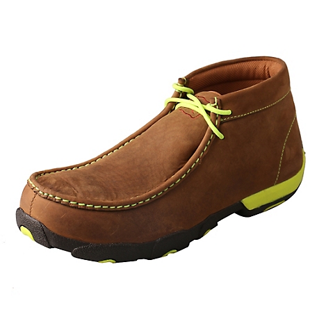 Twisted X Work Steel Toe Chukka Driving Moc Casual Shoes, Brown/Yellow