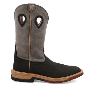 Image showing  Men's WS Toe Western Work Boots, 12 in., Black/Gray