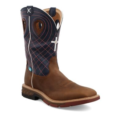 Image showing 7 th Twisted X Men's WS Toe Western Work Boots, 12 in., Brown/Blue