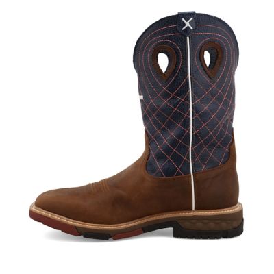 Image showing 6 th Twisted X Men's WS Toe Western Work Boots, 12 in., Brown/Blue