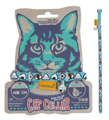 TouchCat Adjustable Bell-Chime Designer Rubberized Cat Collar, Stainless Steel Hooks