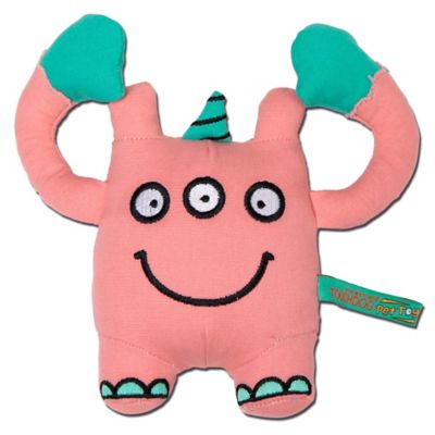 Touchdog Three-Eyed Monster Plush Dog Toy, Pink