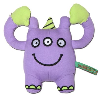 Touchdog Three-Eyed Monster Plush Dog Toy, Purple