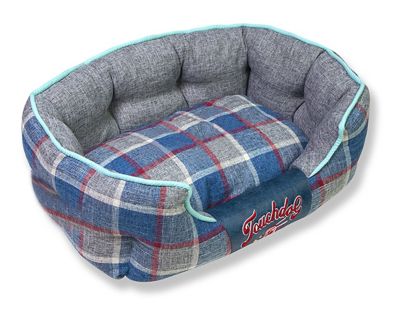 Touchdog Archi-Checked Designer Plaid Oval Bolster Dog Bed