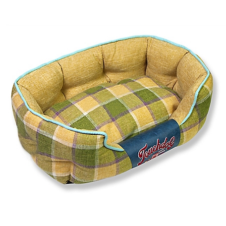Touchdog Archi-Checked Designer Plaid Oval Bolster Dog Bed