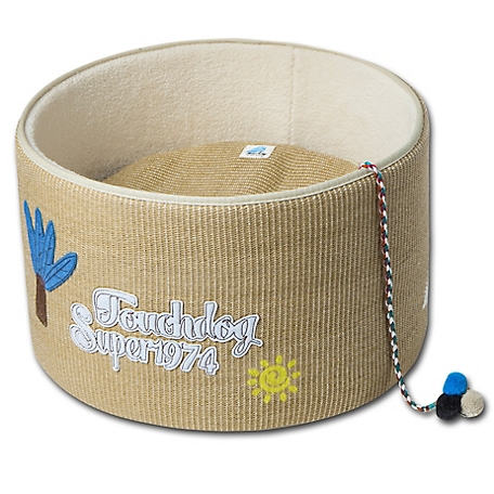 TouchCat Claw-ver Nest Rounded Scratching Cat Bed with Built-In Teaser Toy