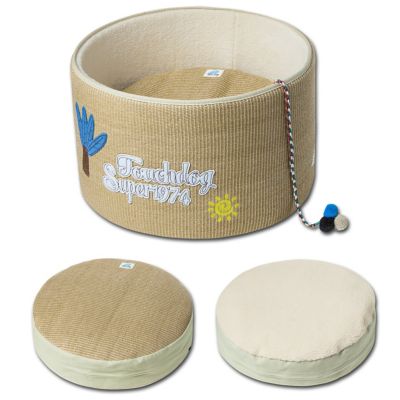 Image showing  Claw-ver Nest Rounded Cat Scratching Bed with Built-In Teaser Toy