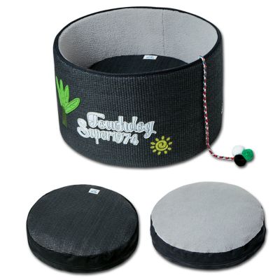 Image showing  Claw-ver Nest Rounded Cat Scratching Bed with Built-In Teaser Toy
