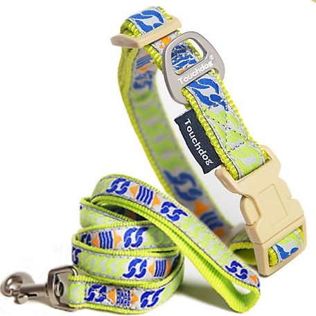 Touchdog Adjustable Chain-Printed Tough-Stitch Dog Collar and Leash