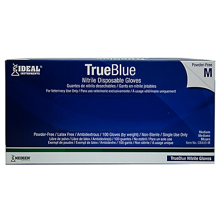 Ideal Instruments Nitrile TrueBlue Powder-Free Gloves, Medium, Box of 100, CB400-M