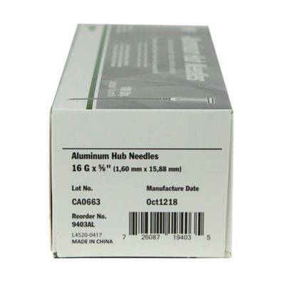 Image showing  Aluminum Hub Needles, 16 Gauge x 5/8 in., Hard Packed, 100-Pack