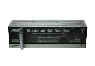 Ideal Instruments Aluminum Hub Needles, 16 Gauge x 1 in., Hard Packed, 100-Pack