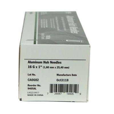 Image showing  Aluminum Hub Needles, 16 Gauge x 1 in., Hard Packed, 100-Pack