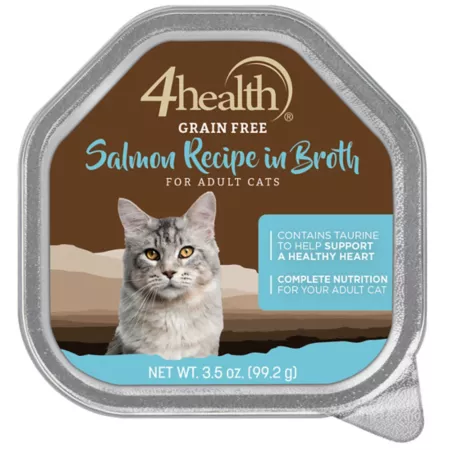 4health Grain-Free Adult Salmon in Broth Wet Cat Food Recipe 3.5 oz. Wet Cat Food