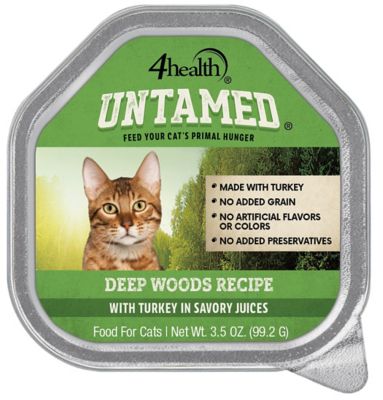 4health Untamed Adult Grain-Free Deep Woods Recipe with Turkey in Savory Juices Wet Cat Food, 3.5 oz. Tray