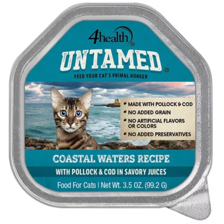 4health Adult Wild Coastal Waters with Pollock and Cod in Tasty Juices Recipe Wet Cat Food 3.5 oz. Wet Cat Food