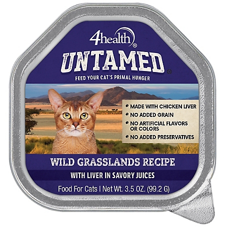 4health Untamed Adult Wild Grasslands Recipe with Liver in Savory Juices Wet Cat Food, 3.5 oz. Tray