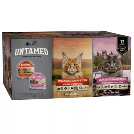 4health Untamed Adult Grain Free Flatwater Swamp Recipe/Glacial Stream Recipe Wet Cat Food 3.5 oz 12 Tray Pack Wet Cat Food