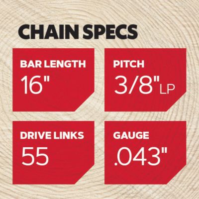 Image showing  16 in. AdvanceCut Chainsaw Chain, 3/8 in. Pitch, 0.043 in. Gauge, 55 Drive Links, R55