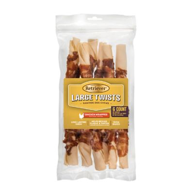 Retriever Large Twists Chicken-Wrapped Rawhide Dog Chew Treats, 6 ct.