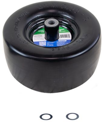 Image showing  11x6-5 Flat Free Zero-Turn Lawn Mower Smooth Tread Tire Assembly with Universal Kit, 3/4 in. Bushings