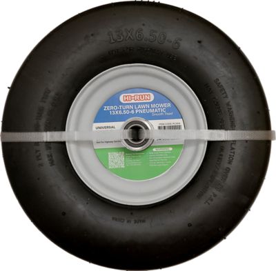 Hi-Run 13x6.5-6 2PR Pneumatic Zero-Turn Lawn Mower Smooth Tread Tire Assembly with Universal Kit