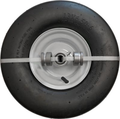 Image showing  13x6.5-6 2PR Pneumatic Zero-Turn Lawn Mower Smooth Tread Tire Assembly with Universal Kit