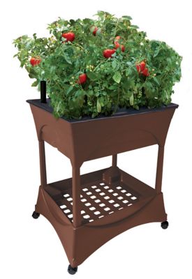 Image showing  Easy Picker Raised Bed Self-Watering Garden Grow Box with 30 in. Stand, Includes Casters and Supply Storage Grate