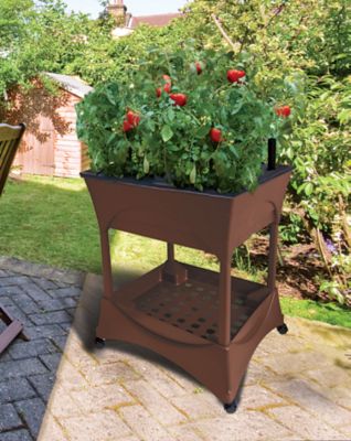 Image showing  Easy Picker Raised Bed Self-Watering Garden Grow Box with 30 in. Stand, Includes Casters and Supply Storage Grate
