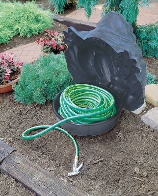 Image showing  100 ft. Darwood The Galapagos Frog Hose Hider and Garden Tool Storage Statue, Patina Finish