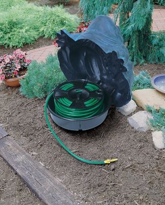 Image showing 1 th Emsco Darwood The Galapagos Frog Hose Hider and Garden Tool Storage Statue with Hose Reel
