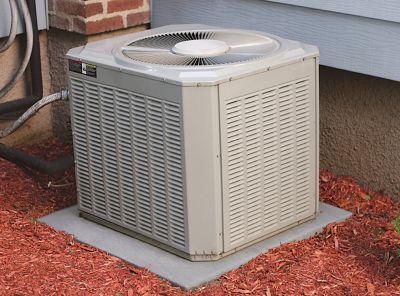 Image showing  Flat Rock Rain Barrel and AC Unit Paver Patio Pad Tile, 24 in. x 24 in., Easy Installation, Granite, 2192-1