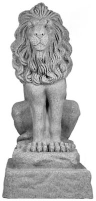 Image showing  28 in. Guardian Lion Decorative Garden Statue, Plastic Resin, Lightweight, Sandstone, 2211-1