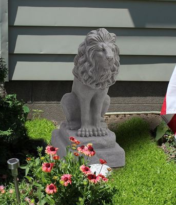 Image showing 6 th Emsco 28 in. Guardian Lion Decorative Garden Statue, Plastic Resin, Lightweight, Sandstone, 2211-1
