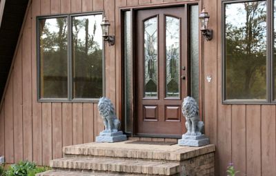 Image showing 7 th Emsco 28 in. Guardian Lion Decorative Garden Statue, Plastic Resin, Lightweight, Sandstone, 2211-1