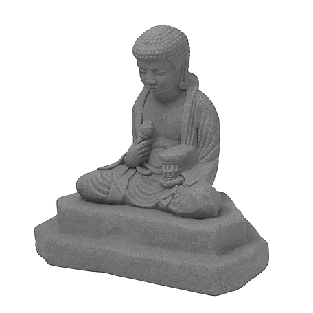 Emsco 24 in. Meditating Buddha Decorative Garden Statue, Resin, Lightweight, Granite, 2221-1