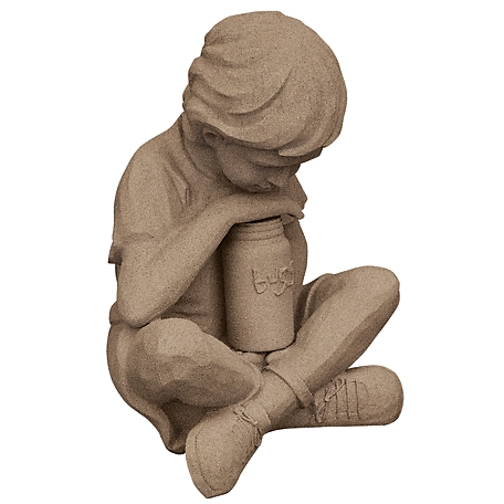 Emsco 16 in. Nature Boy Decorative Garden Statue, Resin, Lightweight, Sandstone, 2225-1