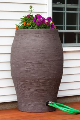 Image showing  Rescue Flat-Back Stoneware Urn Rain Barrel, Brown, 2234-1