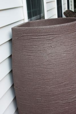 Image showing  Rescue Flat-Back Stoneware Urn Rain Barrel, Brown, 2234-1