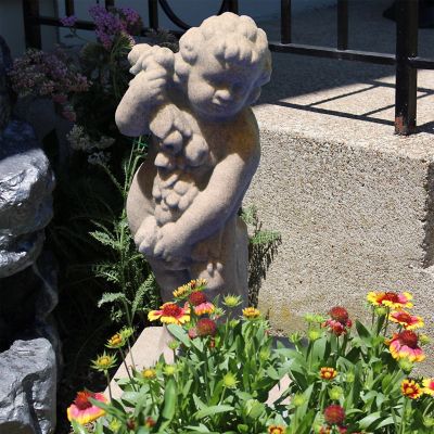 Image showing  24 in. Cupid Decorative Garden Statue, Resin, Lightweight, Sandstone, 2304-1